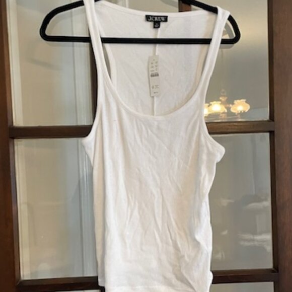 J.Crew White Fine Rib Tank Top, Size XL. - Picture 1 of 5